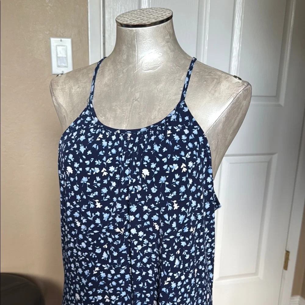 Michael Kors Women’s Blue Floral Lightweight Knit Sleeveless Dress size Large